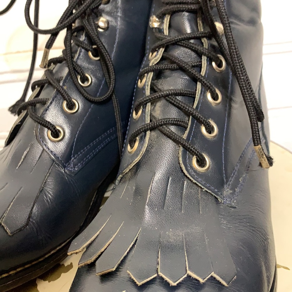 Justin Vintage Navy Lace Up Boots - Picture 9 of 11